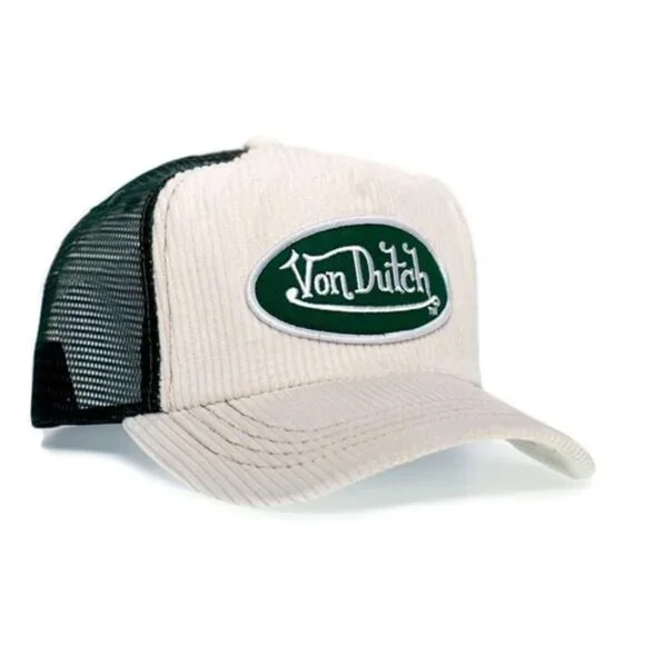 Retro Y2K 2000s Authentic Vintage Von Originals White Corduroy Green Hat Cap Retro Y2K 2000s Authentic Vintage Von Dutch | Mercari main image 2